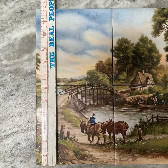 J.C. Van Hunnik scenic landscape tiles (set of four) Made in England vintage - Picture 8 of 14